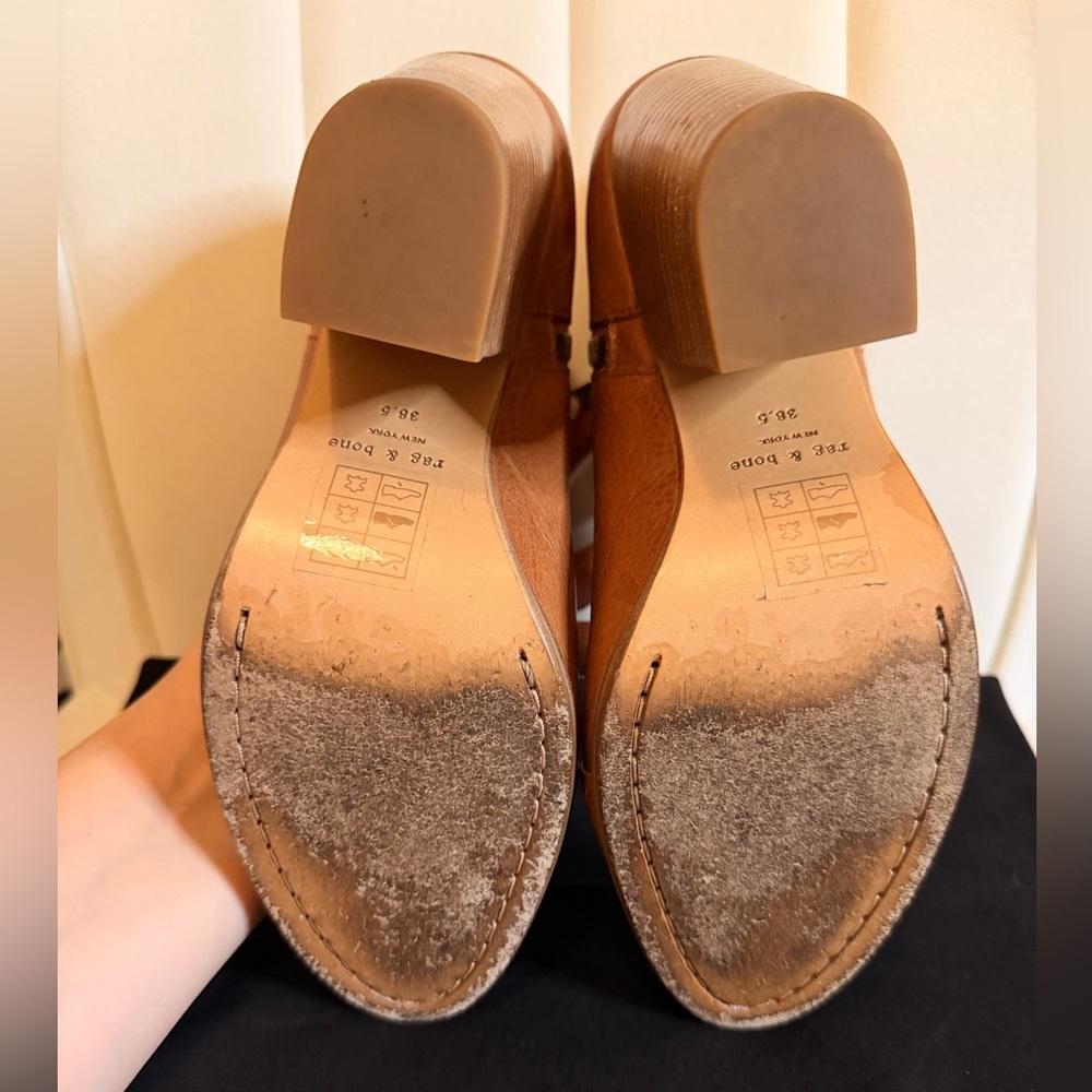 Rag & Bone Margot Cognac Tan Brown Leather Ankle Booties size EU 38.5 - Picture 8 of 12